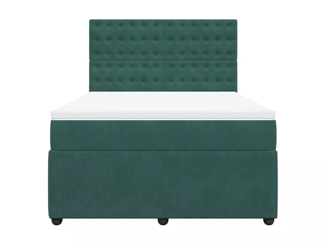 Sommier à lattes de lit et matelas Vert foncé 160x200cm Velours
