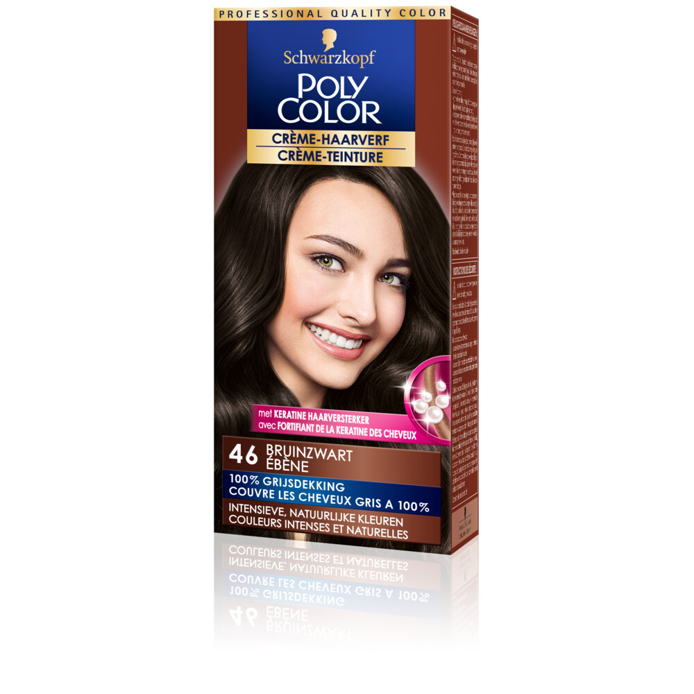 Poly Color Crème Permanente Haarverf 46 Bruin Zwart90 ml