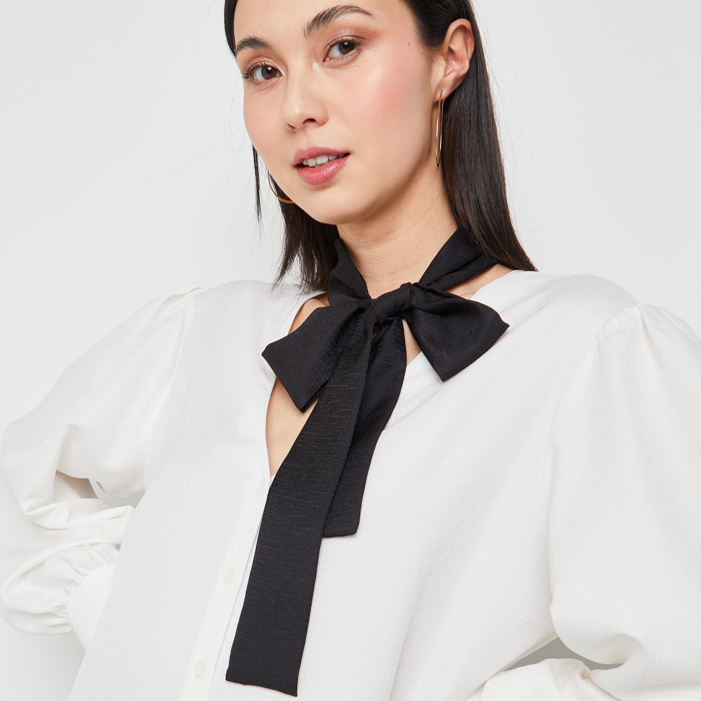 Chemise col lavallière femme - ECRU