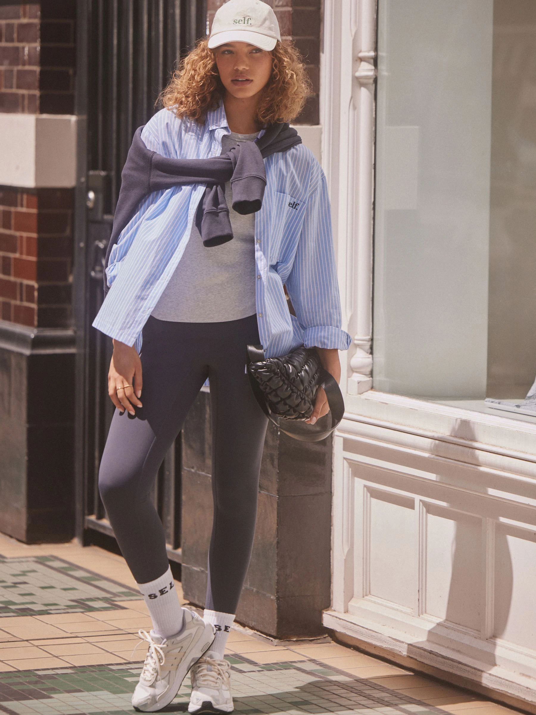 Marineblauw - self. Legging met hoge taille