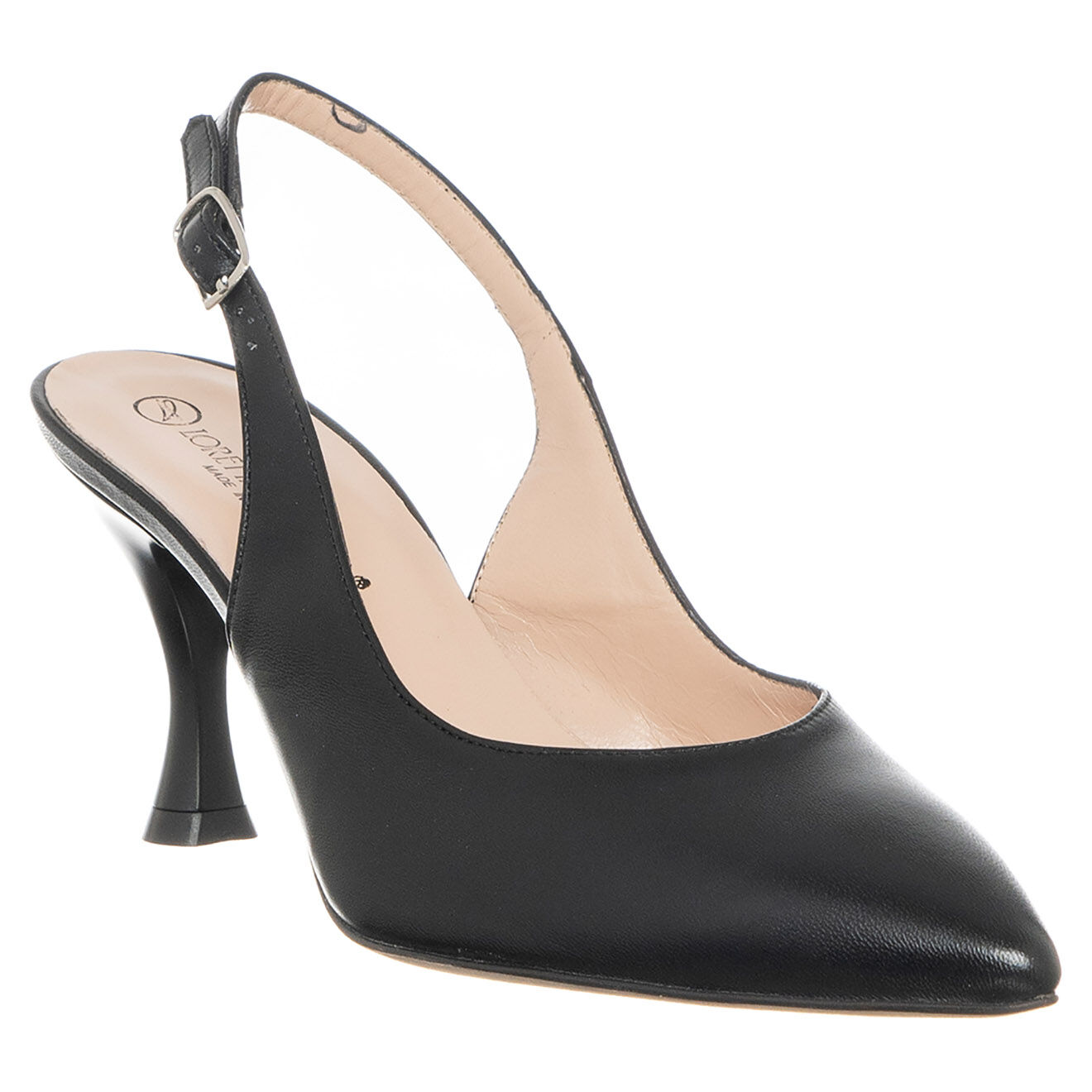 Loretta Pettinari Slingbacks en Cuir Amelia noirs - Talon 7 cm