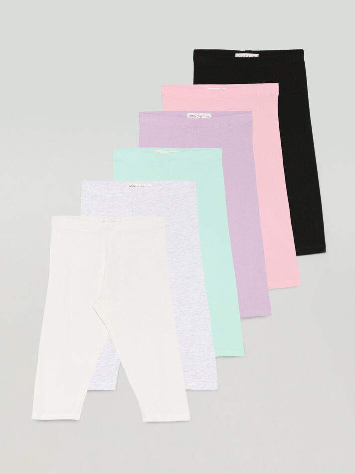 Conjunto de 6 calças legging capri básicas - Malva