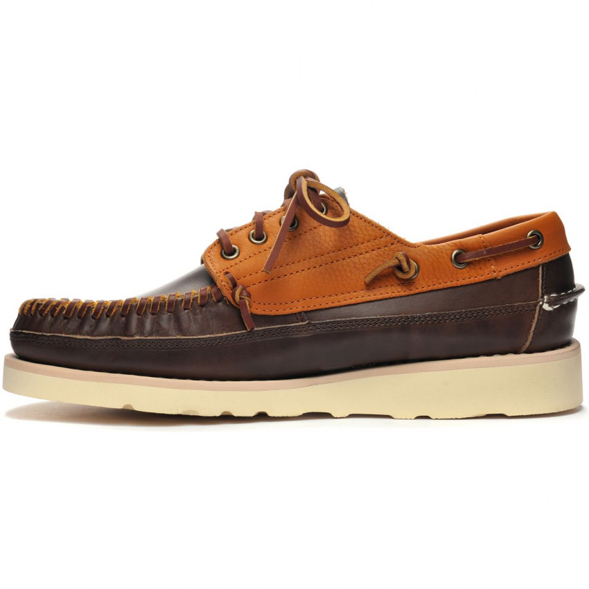 SENECA DARK BROWN OCRA-Mocassin bicolore en cuir pour homme