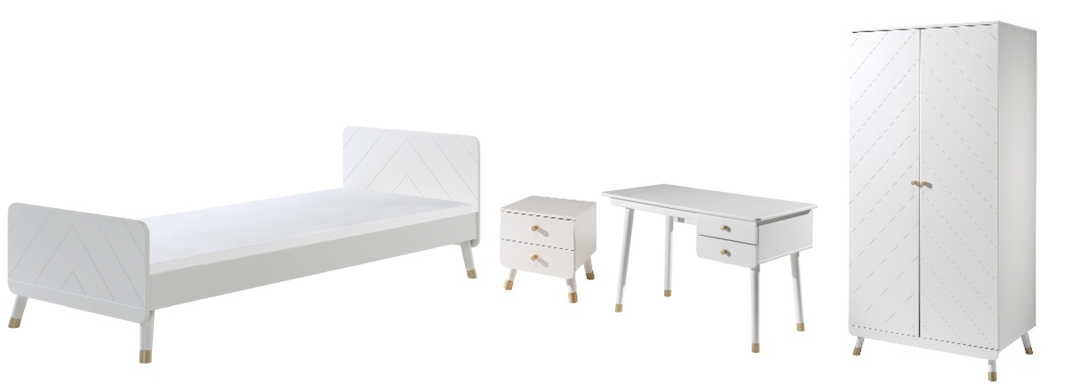 4-teiliges Kinderzimmer-Set BILLY - satinweiß - 90x200 cm