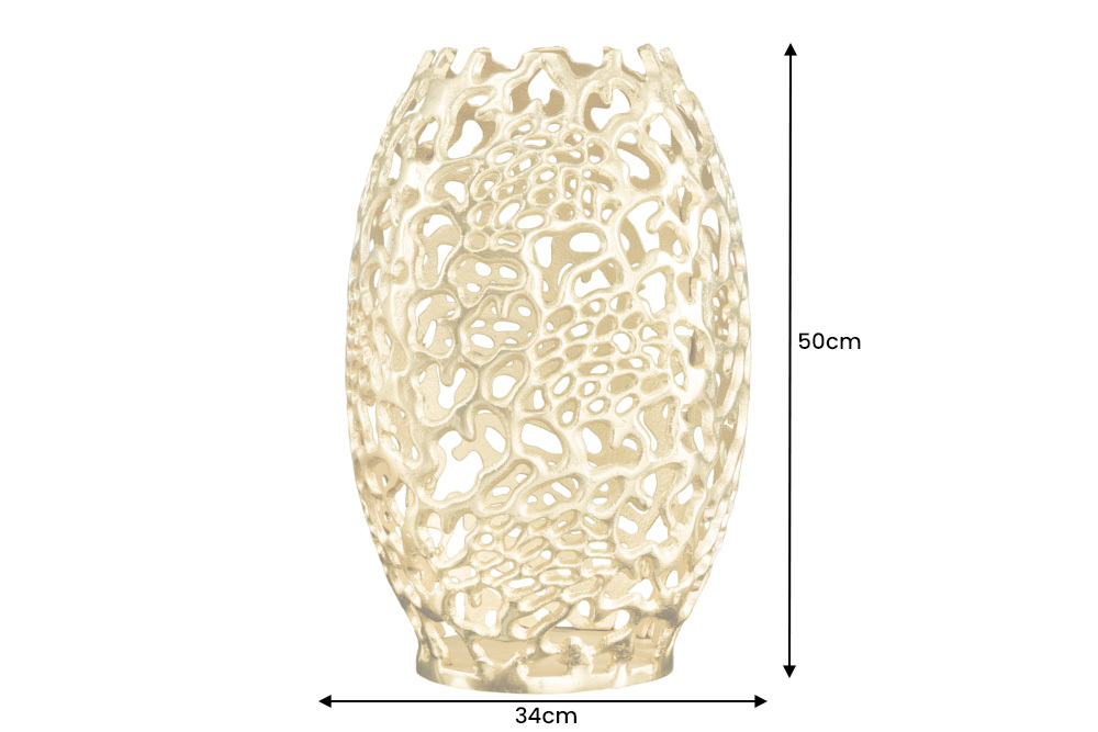 Filigrane Design Vase ABSTRACT LEAF gold 50cm Handarbeit