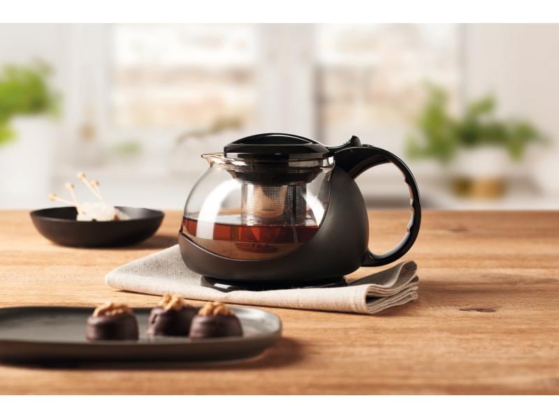 Montana Teekanne Assam 1 l, Schwarz/Transparent Teebereiter