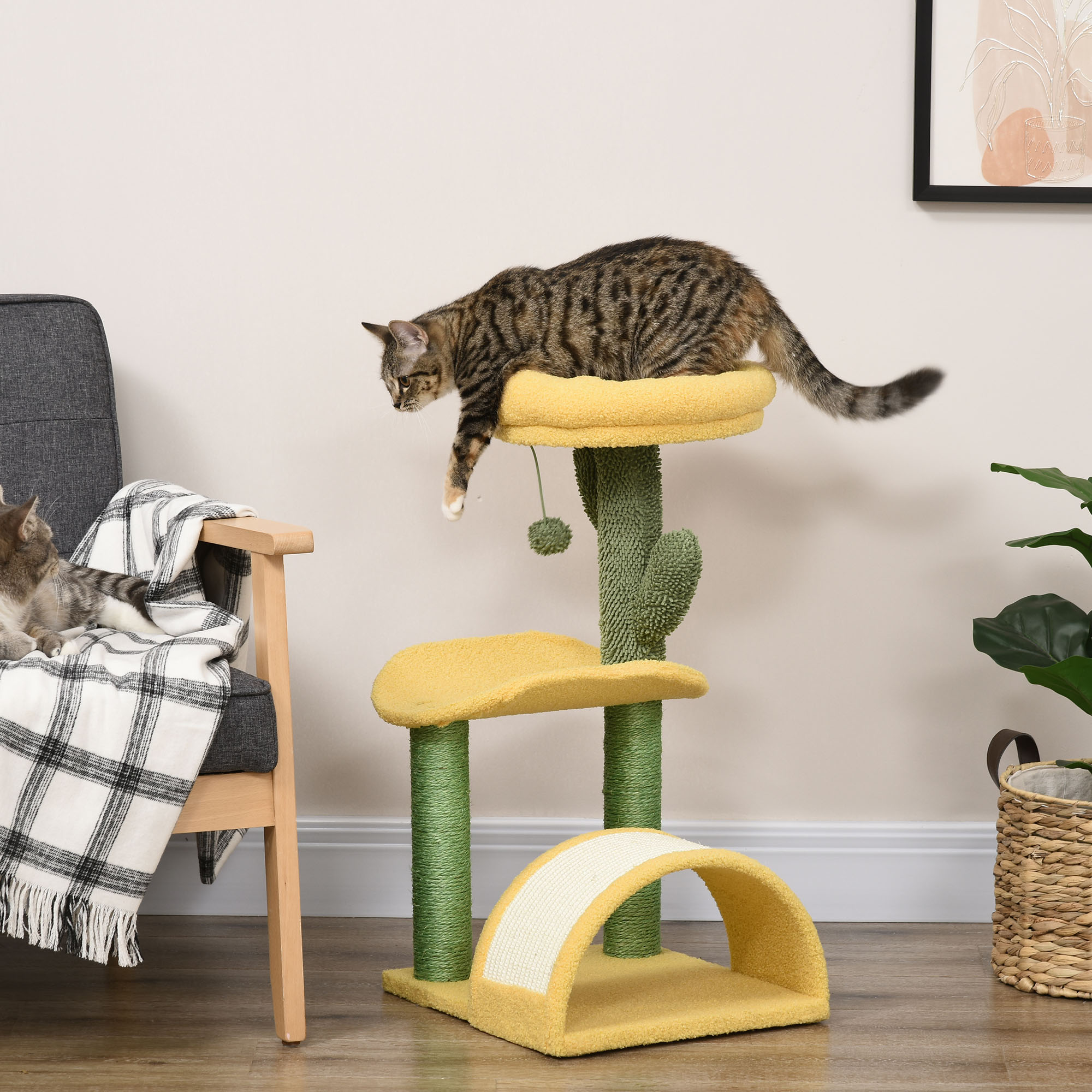 Arranhador para Gatos PawHut Amarelo