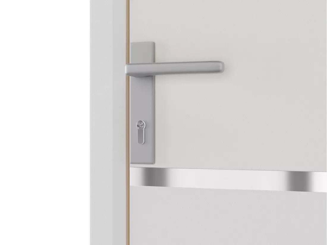Porte d'entrée en aluminium H218 x L96 cm blanc - poussant droit - ISALINA
