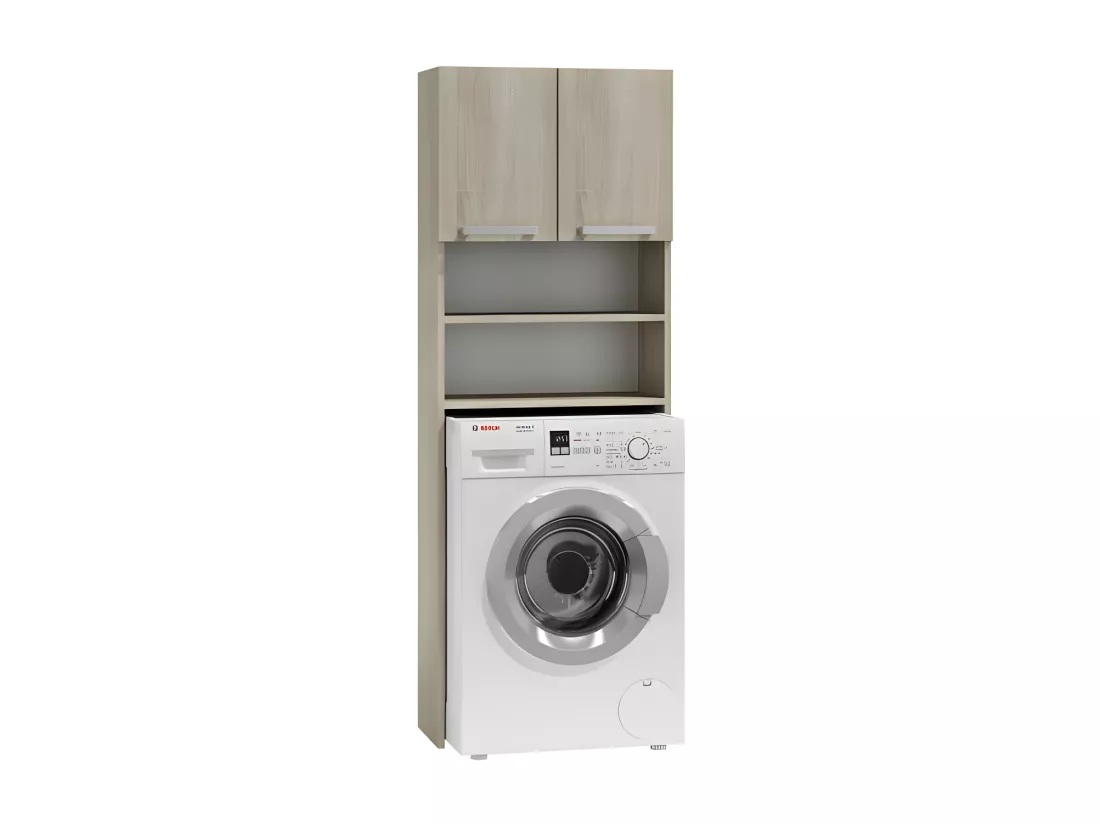 COMO - Meuble pour machine à laver - 64x183x30cm - Rangement espace buanderie lave linge salle de bains - Style moderne