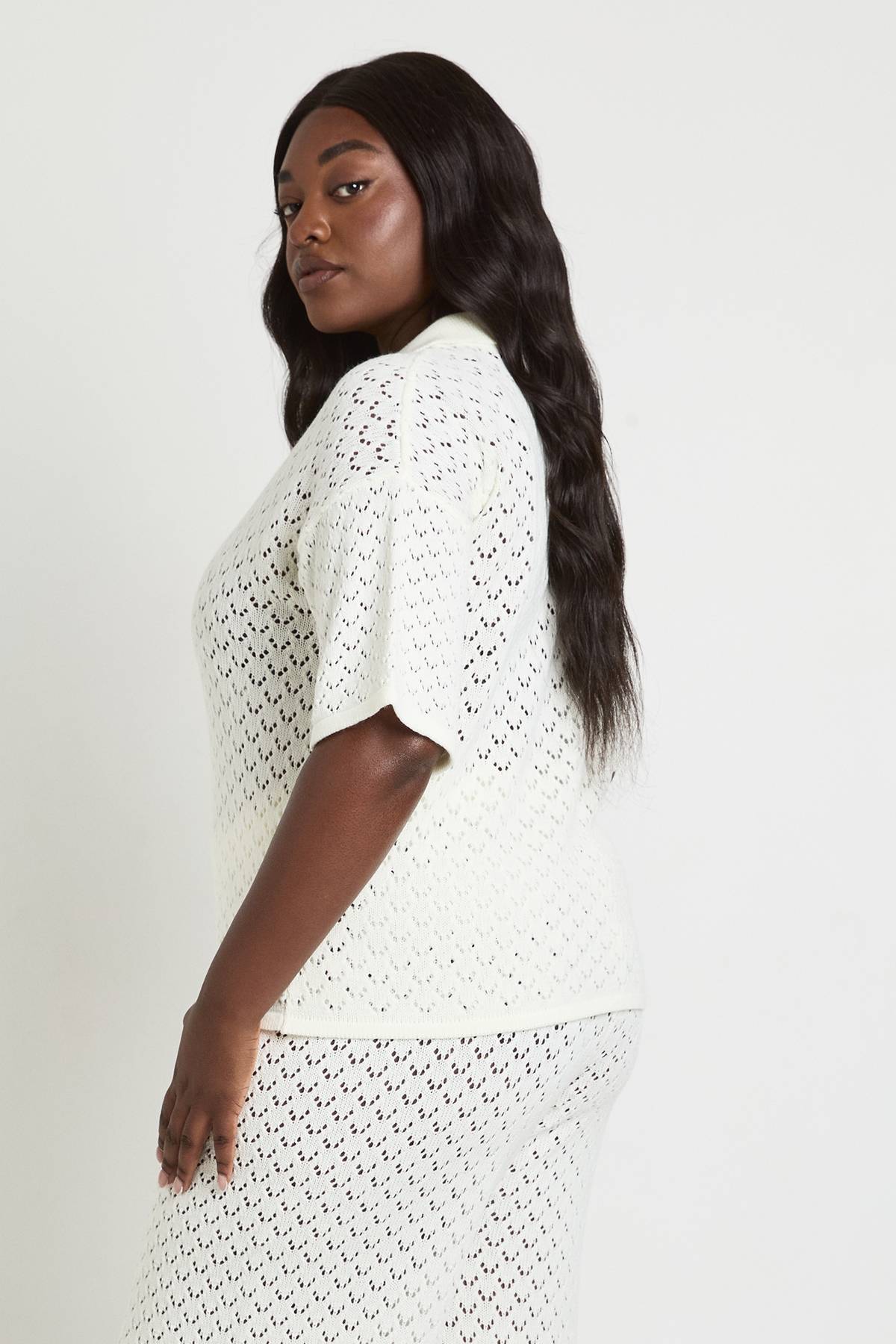 boohoo Haut De Plage Grande Taille En Maille À Col V