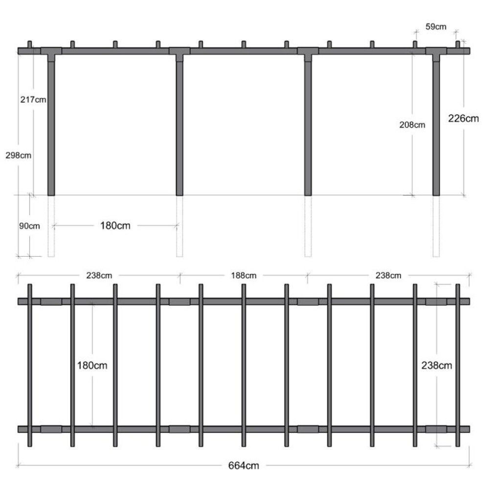 PERGOLA PLUS CUBIC DOBBEL 3 MODULER SVART
