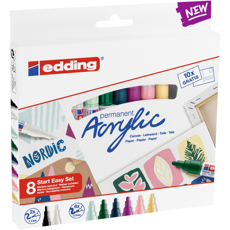 Edding Acrylic Marker Startetset nordic, 8 Stück, assortiert