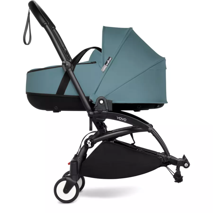 BABYZEN Kinderwagen YOYO 0+ connect Black mit Liegewanne Aqua