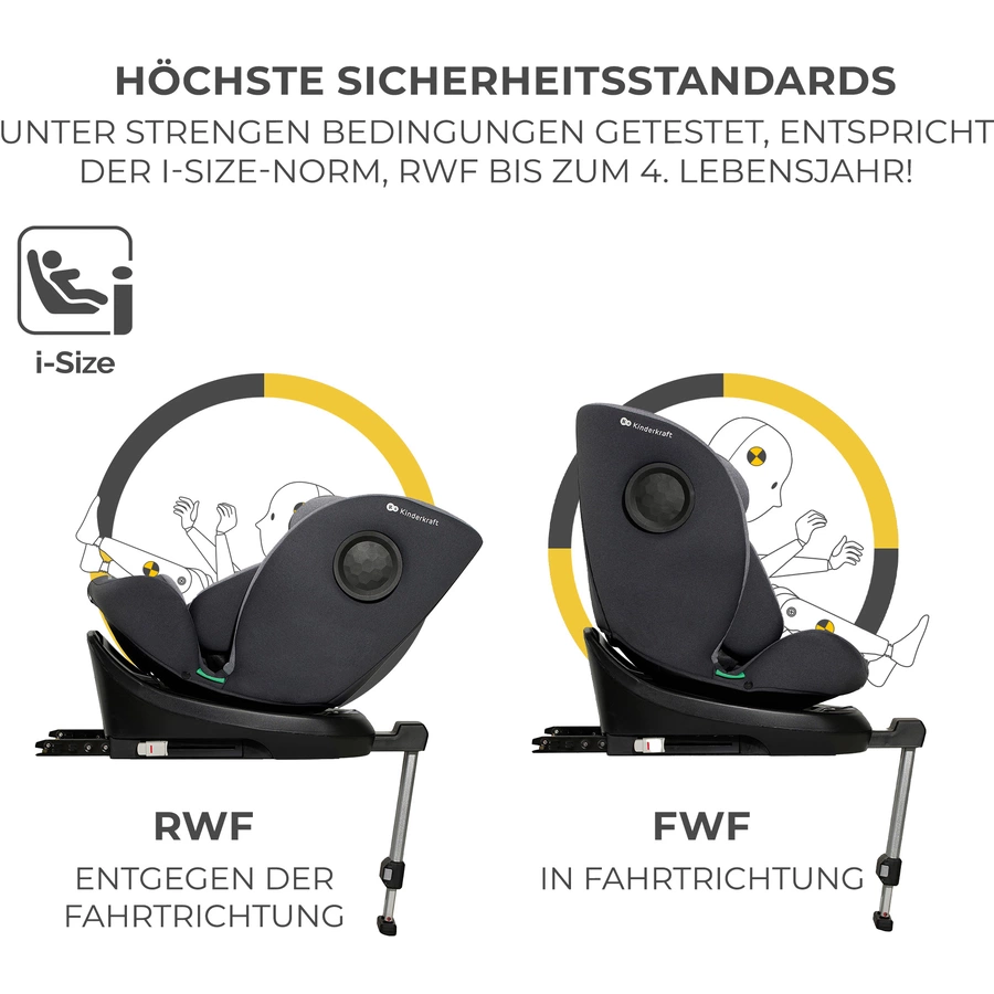 Kinderkraft Autokindersitz I-360 i-Size 40-150 cm grau