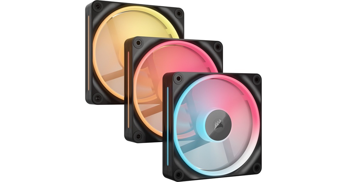 CorsairiCUE LINK LX120-R RGB Reverse Starterskit case fans  (Zwart, 3 stuks, 120 x 120 x 25 mm, PWM)