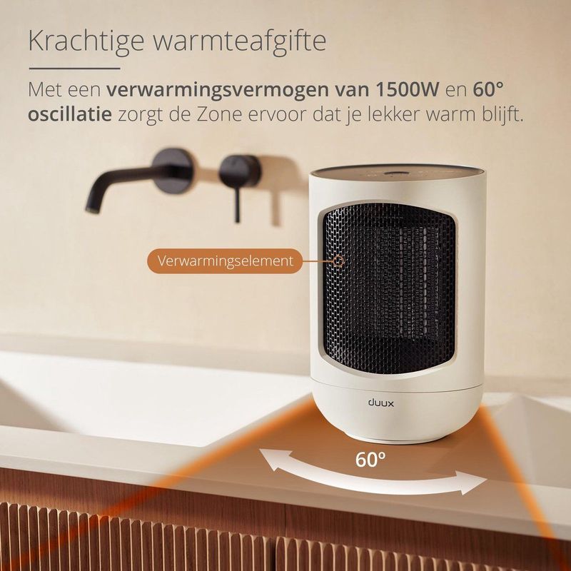 Duux - Zone - Elektrische Kachel - 1500 Watt - Ventilatorkachel met 3 Standen en Thermostaat