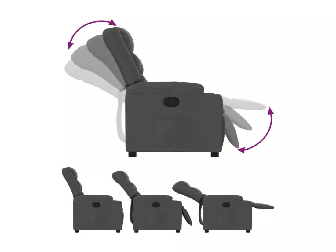 Fauteuil inclinable Gris foncé Tissu