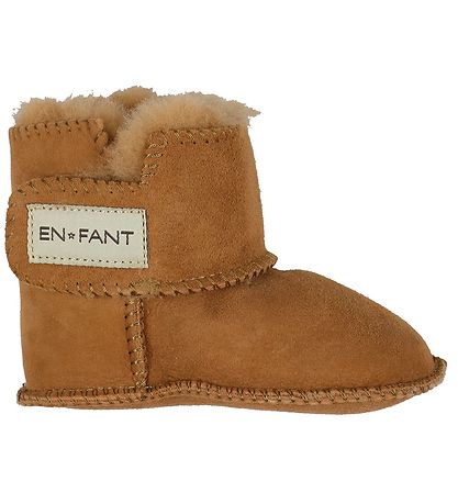 En Fant Lamm-Krabbelschuhe m. Für - Leather Brown