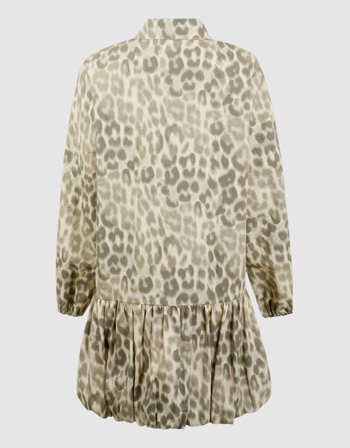 Leopard Balloon Fit Mini Jurk Lichtbruin