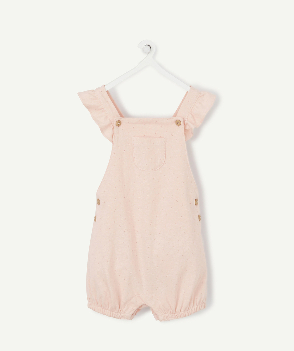 LA SALOPETTE SHORT ROSE EN MAILLE AJOURÉE AVEC VOLANTS