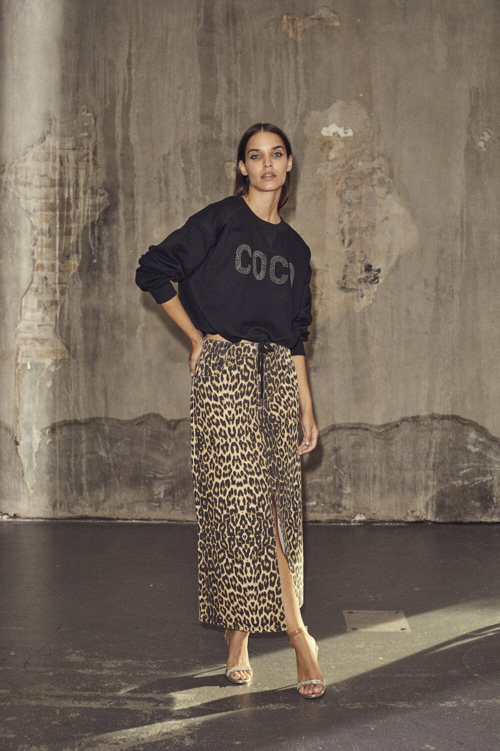 Co´Couture Leocc Denim Slit Skirt 34110 16 khaki