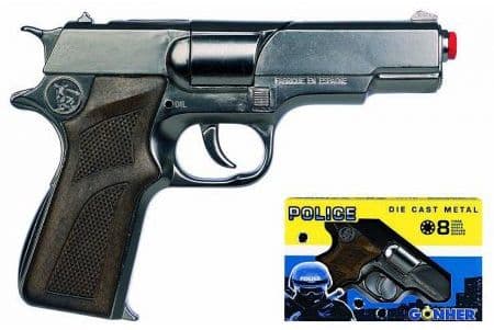 Gonher Metal politipistol med 8 kuler