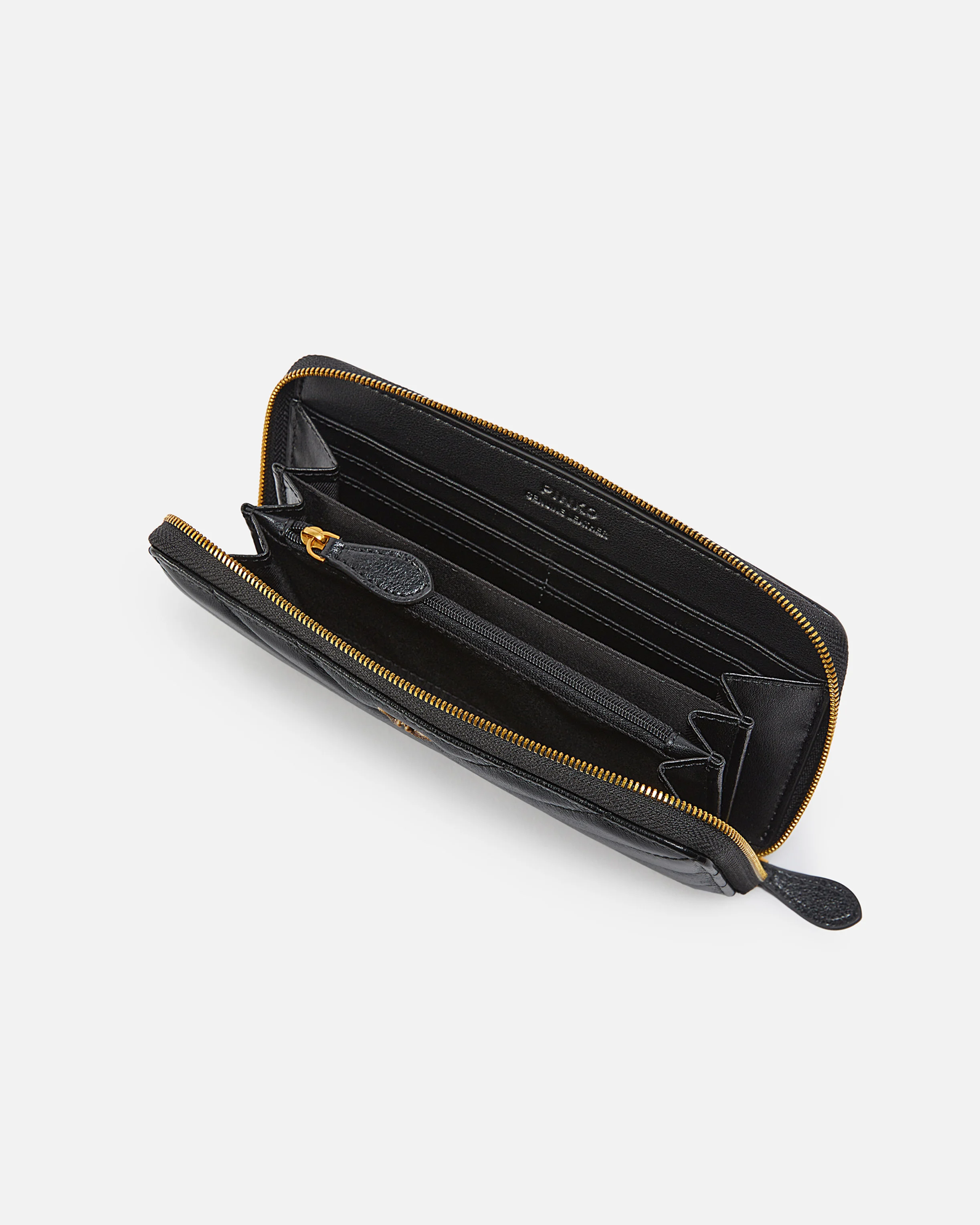Portefeuille rectangulaire matelassé métallisé | Noir