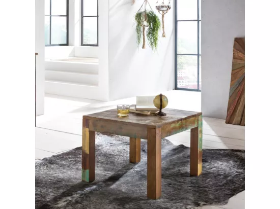 Table Basse Kalkutta 60 X 60 Cm Recyclage Table Vintage Café En Bois Massif Solide