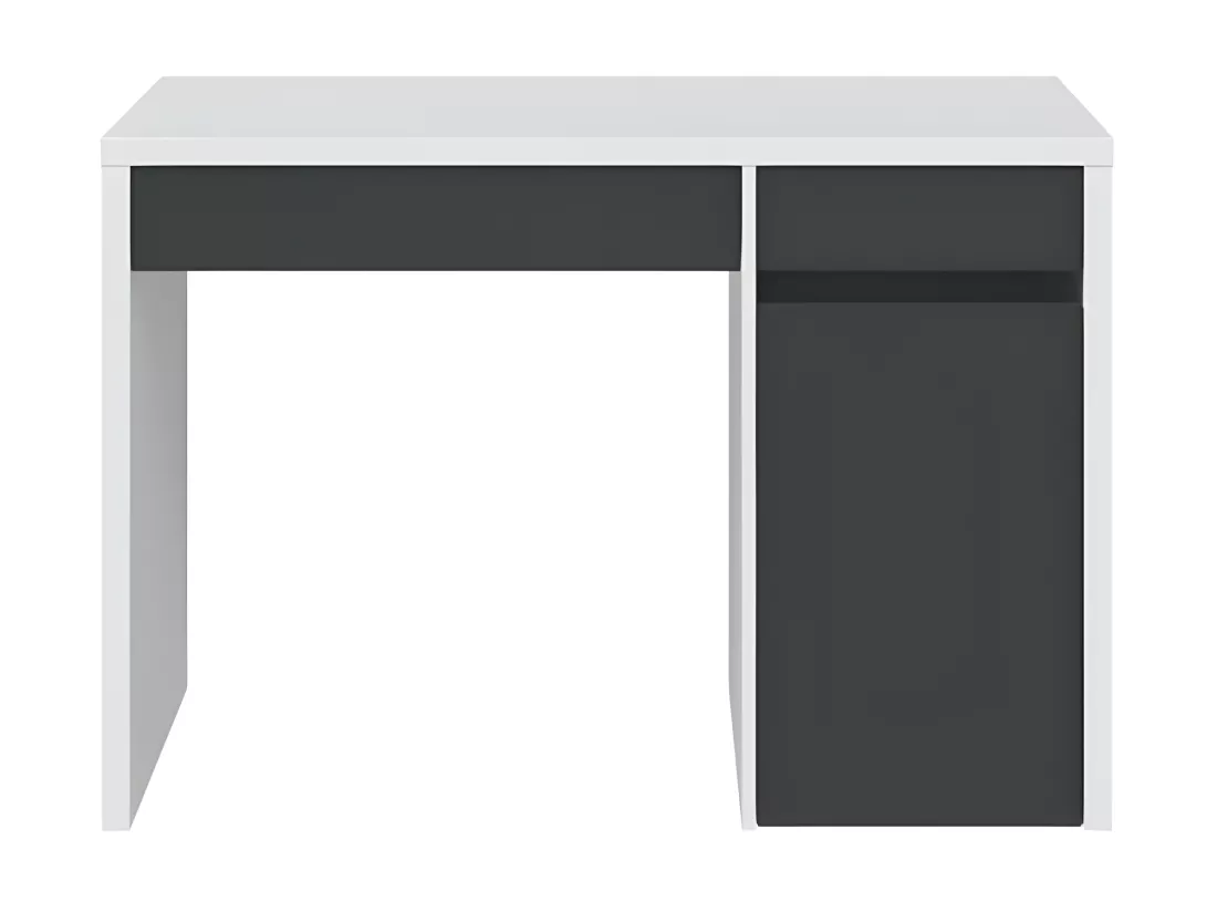 Bureau 1 porte 2 tiroirs Blanc/Gris - PAKAU - L 108 x l 50 x H 75 cm cm