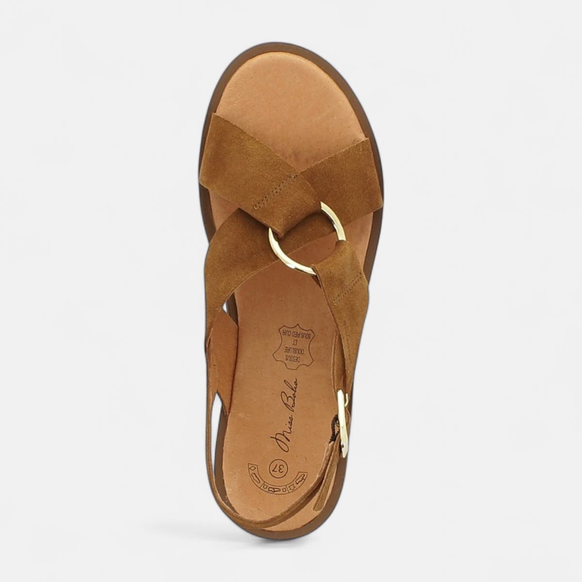 Nu-pieds Femme en cuir camel