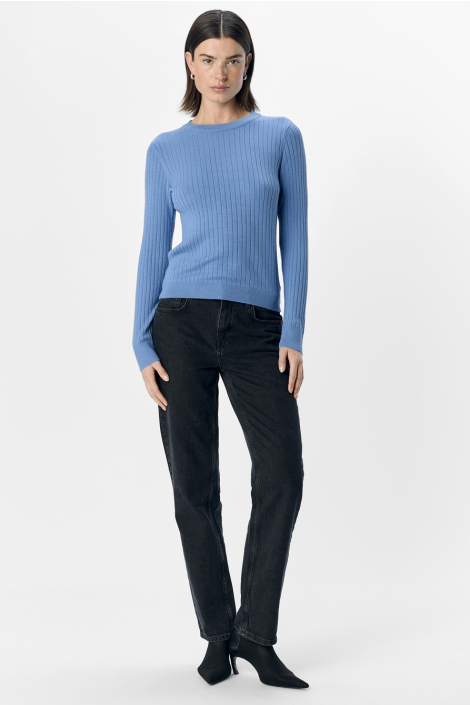 Object blauwe dames trui