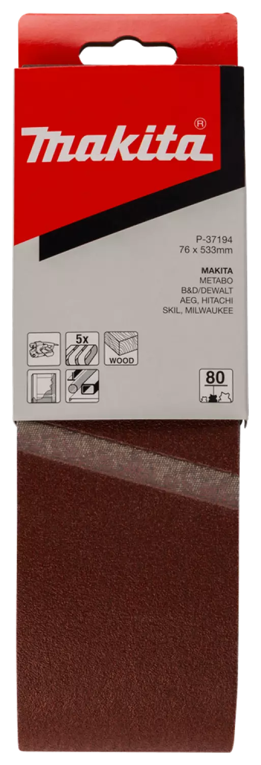 Makita P-37194 Schuurband Red - K80 - 76 x 533mm (5st)