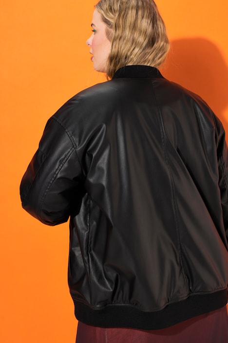 Fake-Lederblouson, Collegekragen, Zipper