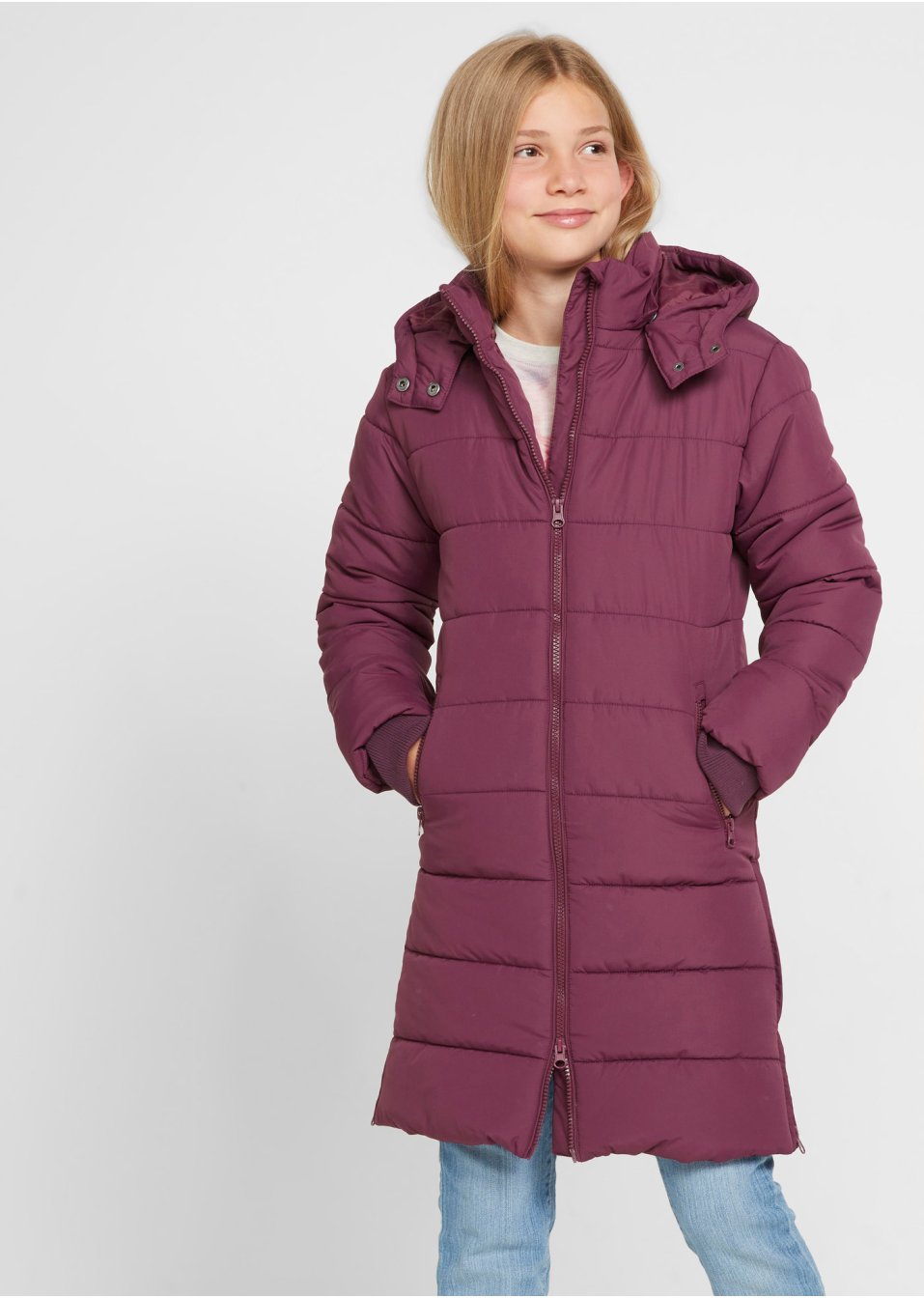 Veste matelassée fille avec capuche amovible