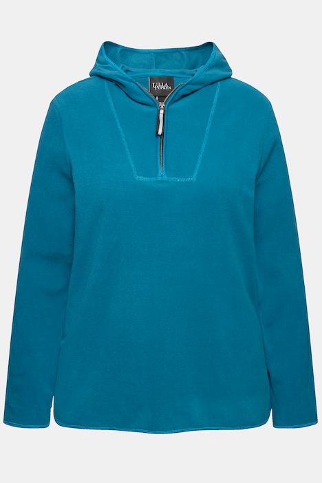Fleece-Troyer, kurz, Oversized, Kapuze, Langarm, recycelt