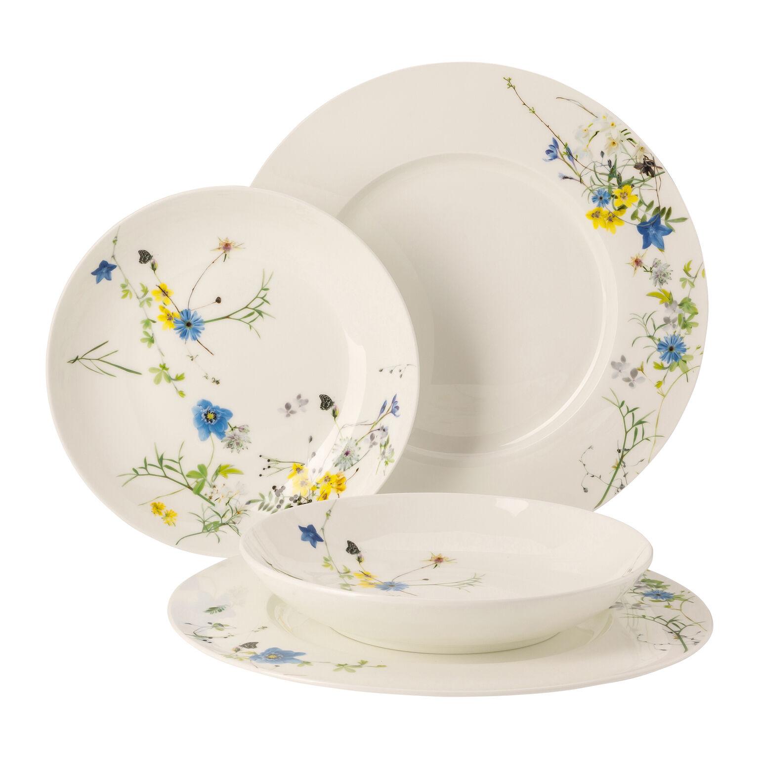 Brillance Bone China Fleurs des Alpes Set 4-tlg. mit Fahnen- und Couptellern