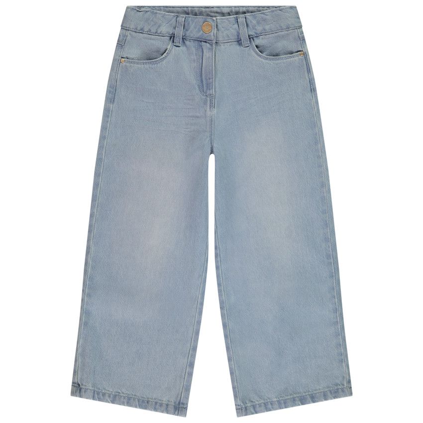 Jean large effet délavé pour fille - Bleu