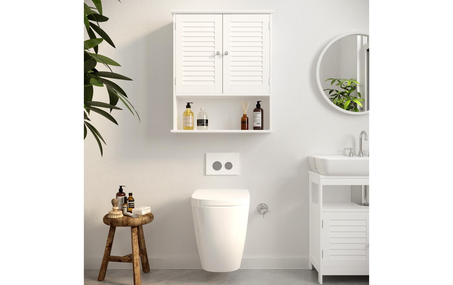 Badezimmerregal mit Doppeltür 20 x 70 cm, WeissBadezimmerschrank zum Aufhängen