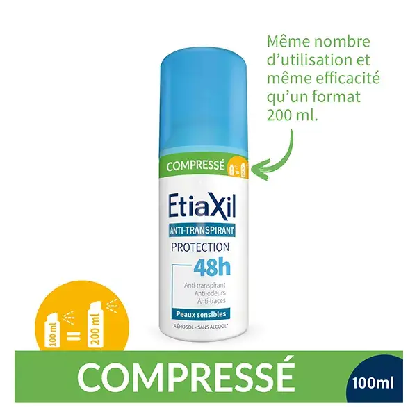 Compressas antitranspirantes Etiaxil para axilas, para pele sensível, 100ml