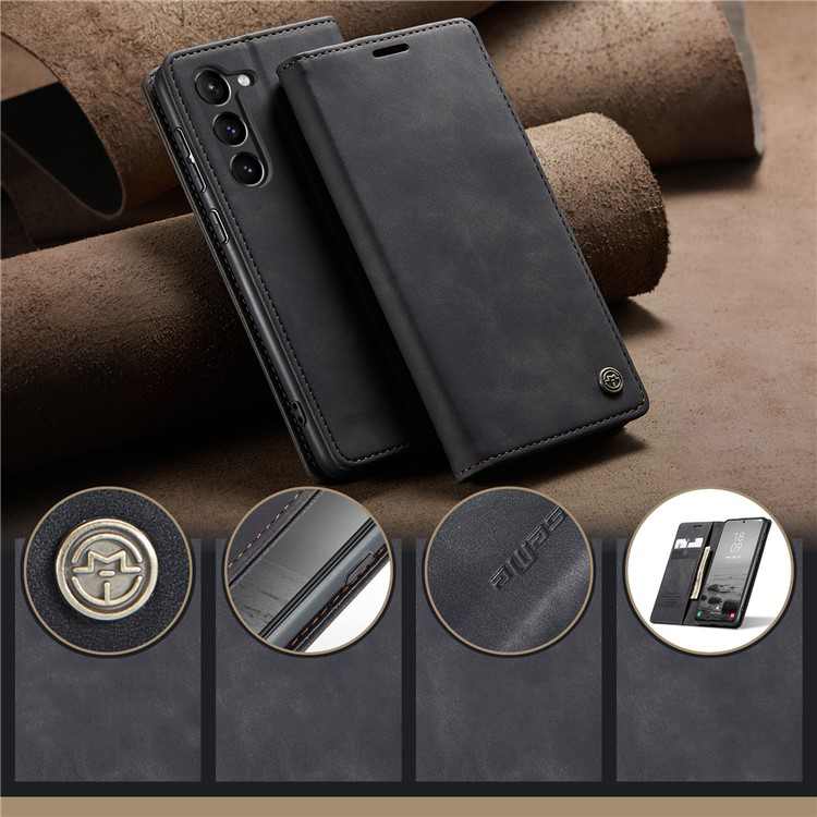 Samsung Galaxy S24 Leder Tasche Flip Wallet Etui mit Kartenfächern - Schwarz
