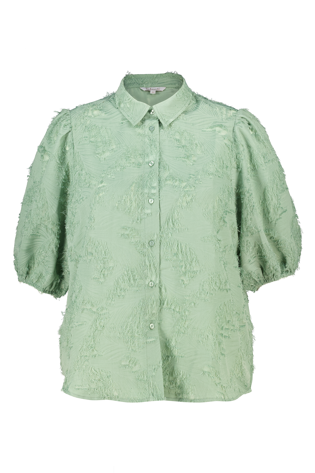 Blouse met structuur en ballonmouwen Mint