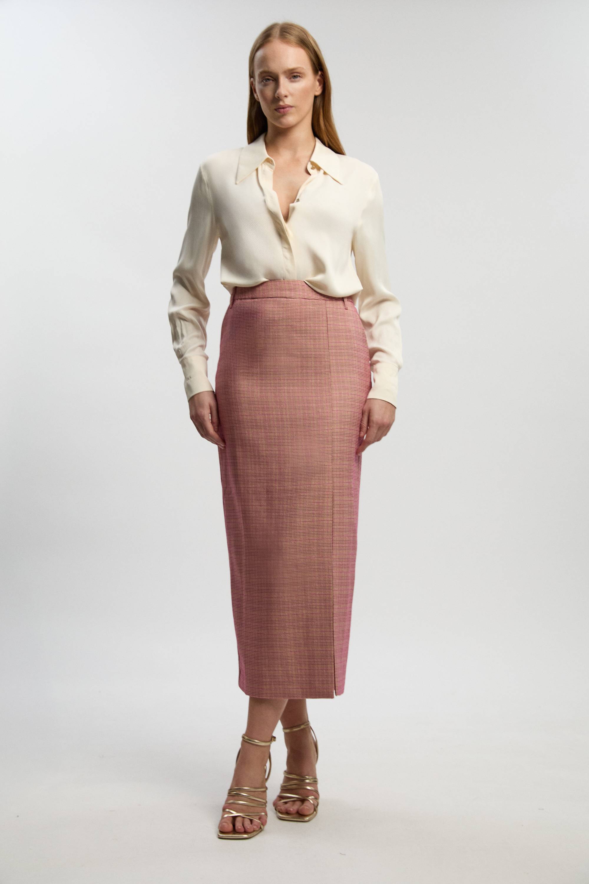 KarenMillen Jupe Crayon Midi Ajustée À Carreaux