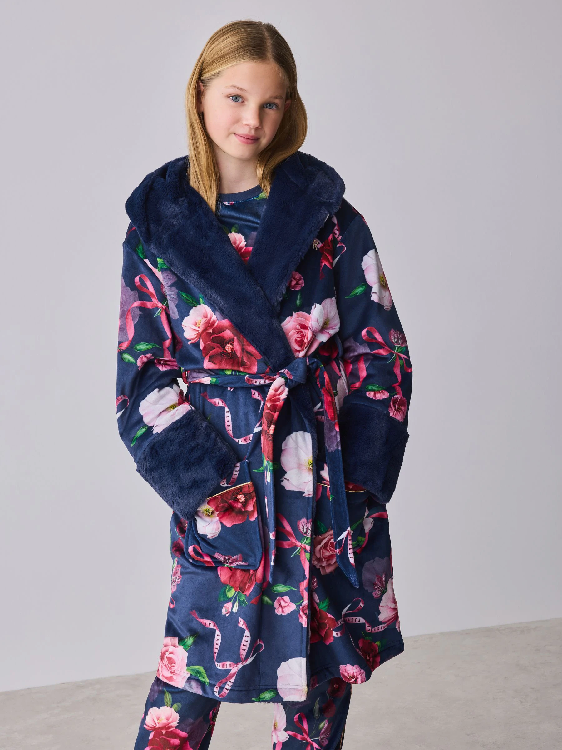 Marineblauw - Baker by Ted Baker All Over Floral Print Robe