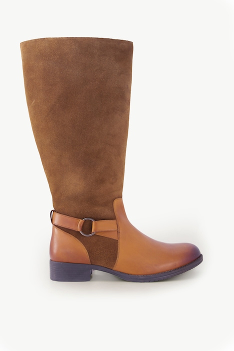 Lederstiefel, XXL-Schaft, Wechselfußbett, Weite H