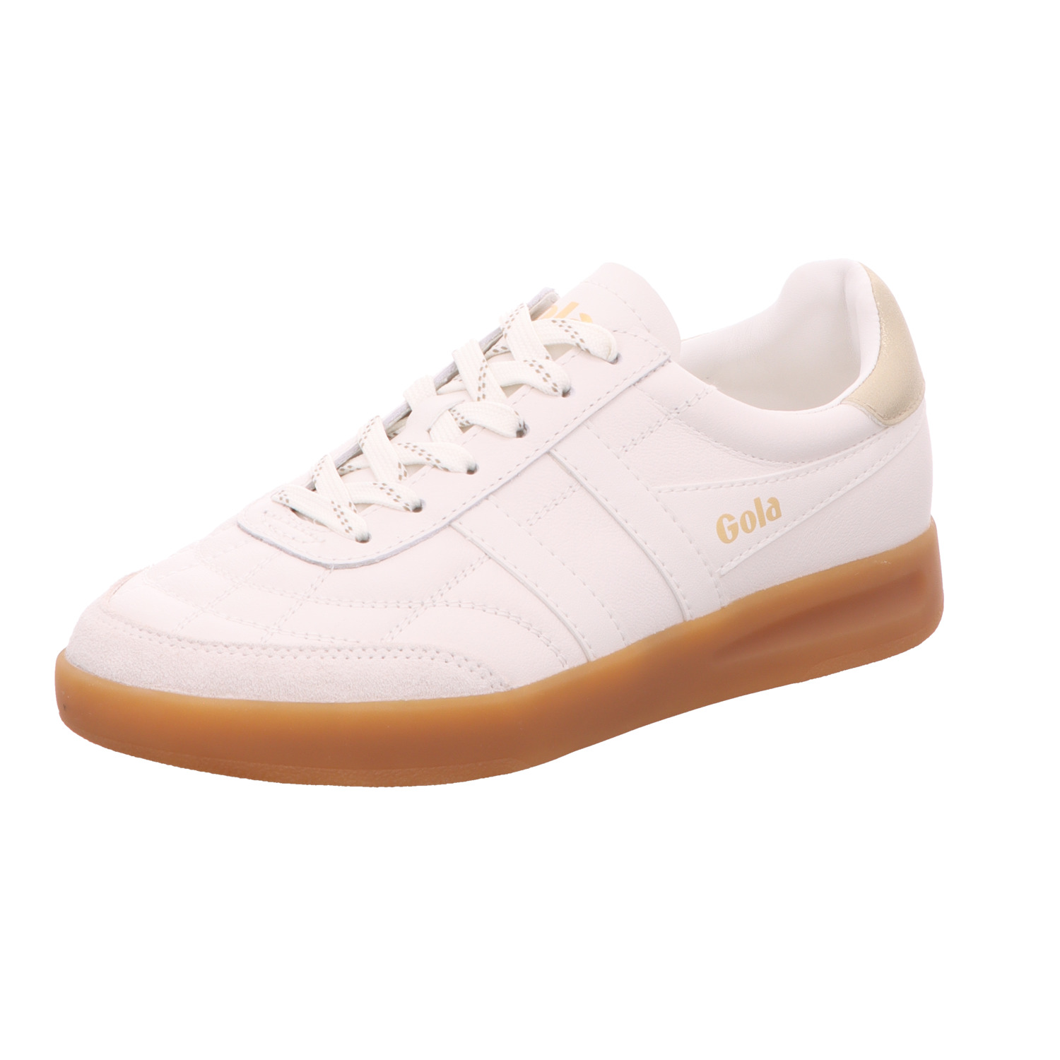 Gola Damen-Sneaker Stadia Leather Weiß-Rosa-Gold