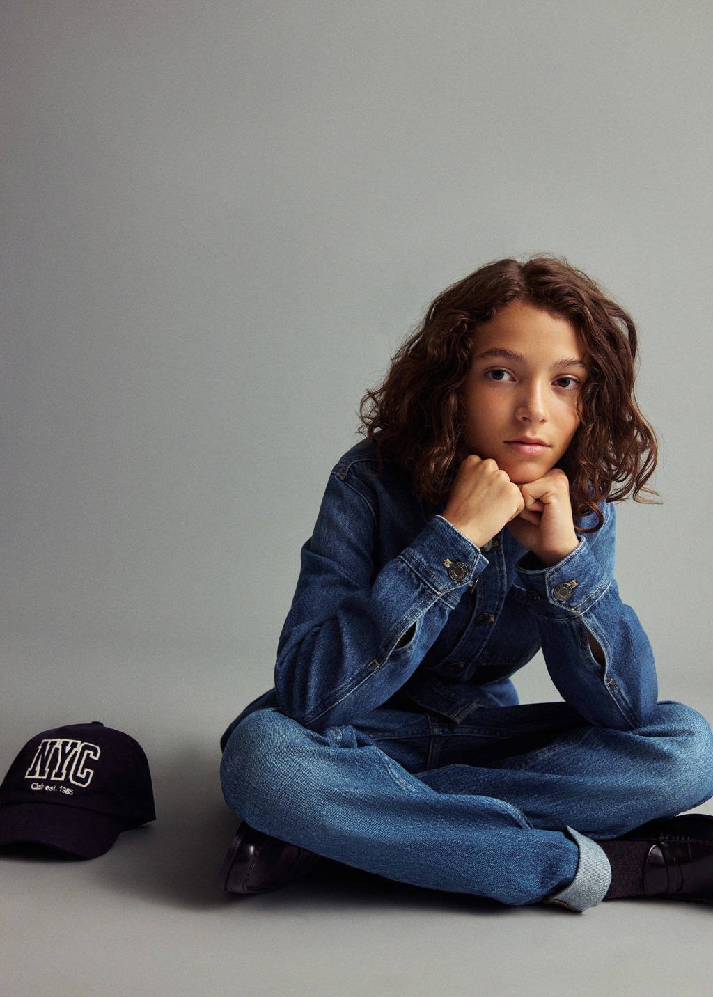 Mango Kids denim overhemd dark blue denim