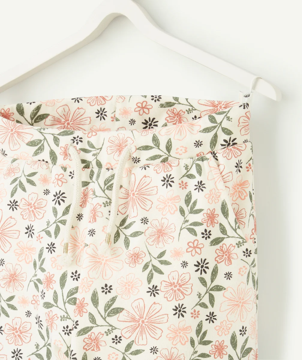 JOGGING FILLE EN FIBRES RECYCLÉES ÉCRU AVEC IMPRIMÉ FLEURI