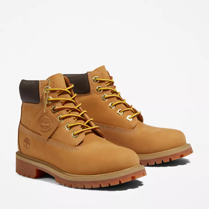 Bota Timberland Premium de 6 polegadas para jovens na cor amarela