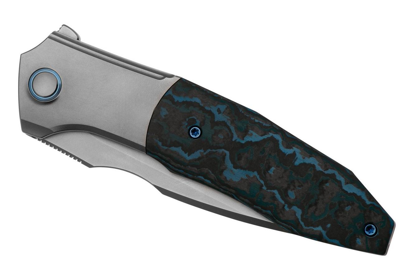 WE Knife Archeozoic WE23091-4 Bead Blasted Titanium Arctic Storm Fat Carbon Inlay, zakmes