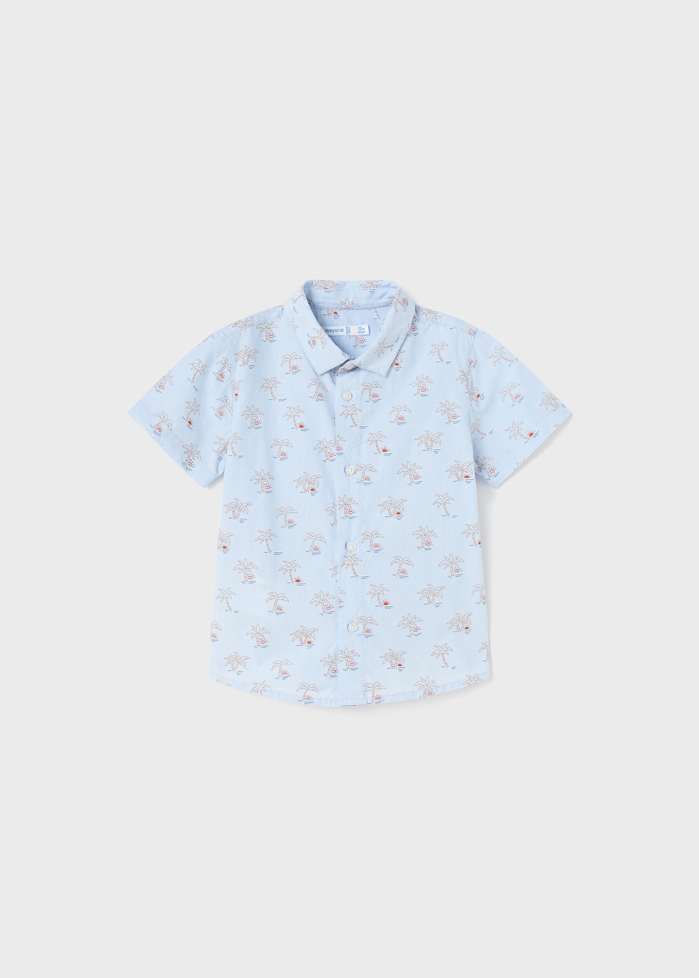 Camisa infantil de algodão estampado com mangas curtas